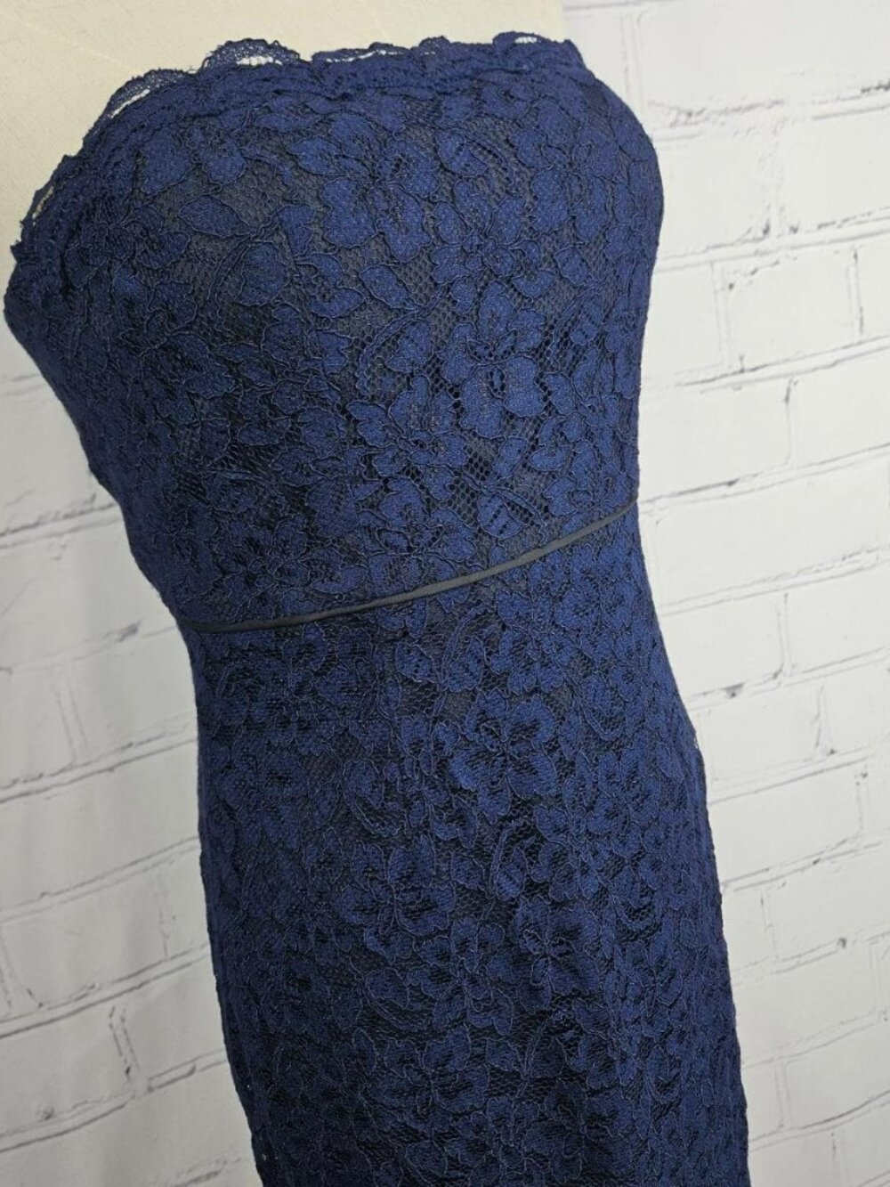 Diane von FURSTENBERG Walker Navy Black Lace Strapless Dress Womens 8 NWT New
